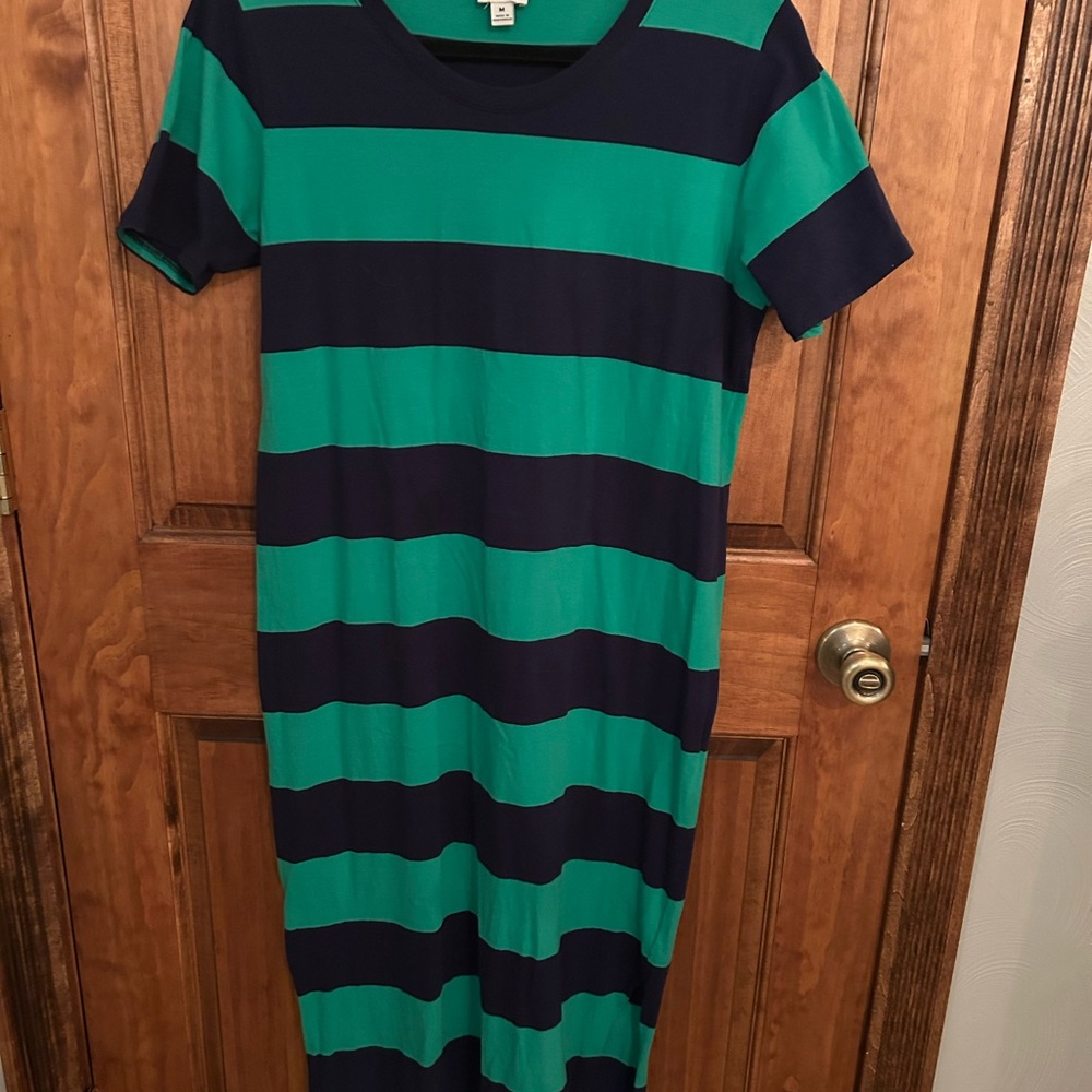 J. Crew Green Sheath Midi Dress Casual Crew Neck